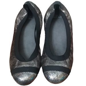 Stuart Weitzman Silver Metallic Stretch Ballet Flats